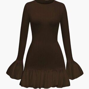 NWT Brown Long Sleeve Mini Dress